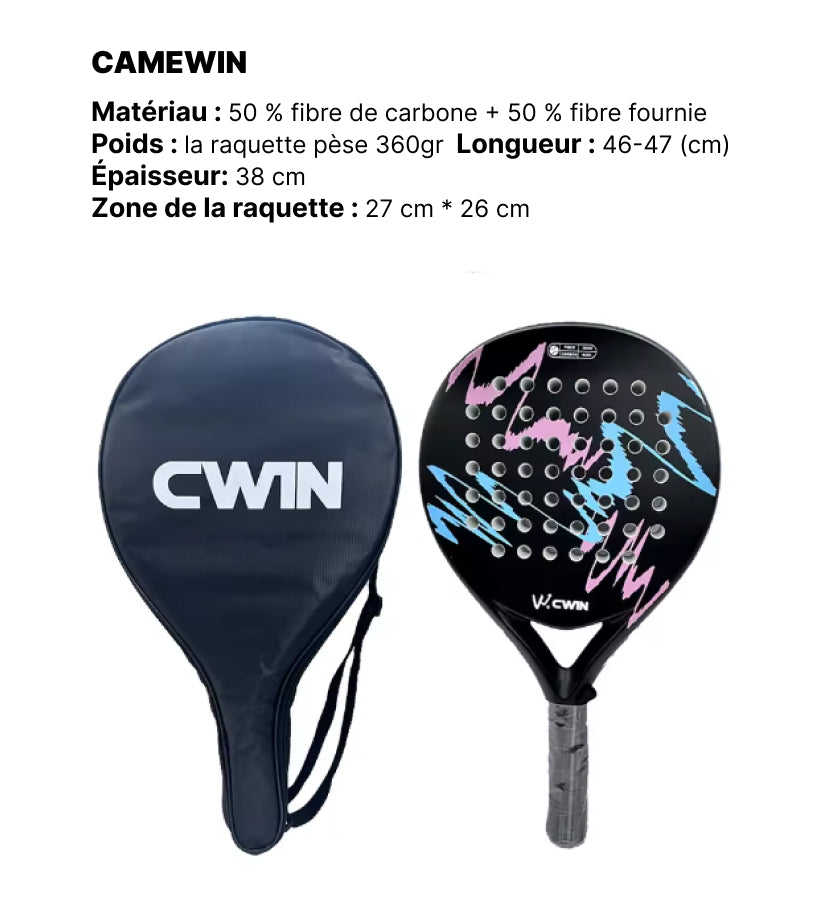 Raquette de padel CAMEWIN - Surface de la raquette MP convient à tous les types de joueurs