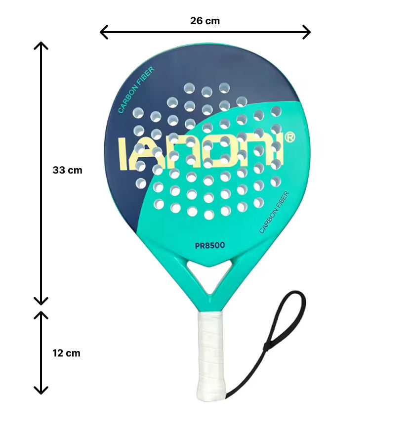 Raquette de Padel IANONI pour débutant - Surface en fibre de carbone avec noyau en mousse flexible à mémoire EVA
