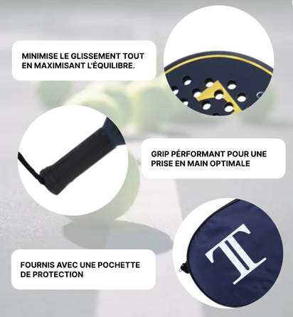 Raquette de padel Techton pour amateur - En fibre de carbone 3K/12K, assurant une durabilité et des performances optimales.