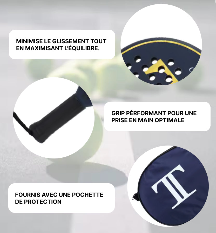 Raquette de padel Techton pour amateur - En fibre de carbone 3K/12K, assurant une durabilité et des performances optimales.