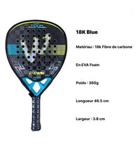 Raquette de padel CWIN pour professionnel - Poignée en fibre de carbone offrant une prise confortable et sûre