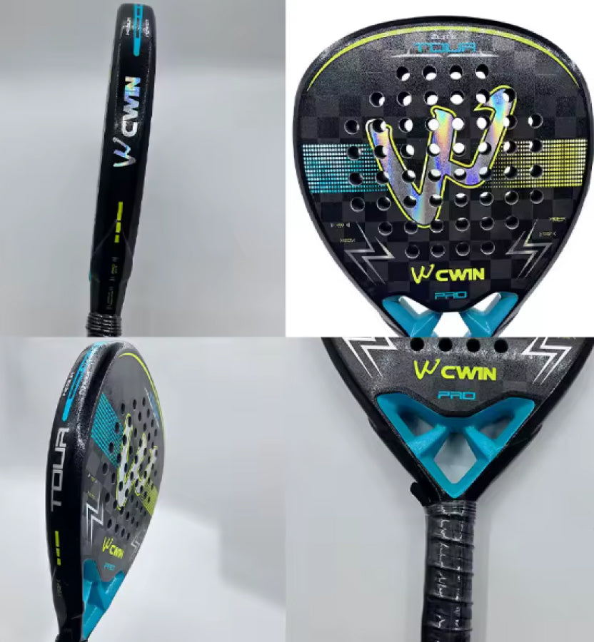 Raquette de padel CWIN pour professionnel - Poignée en fibre de carbone offrant une prise confortable et sûre