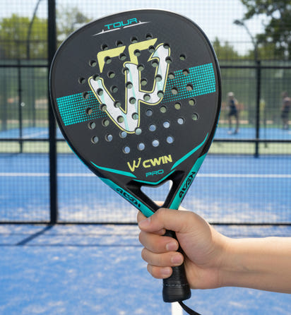 Raquette de padel CWIN pour professionnel - Poignée en fibre de carbone offrant une prise confortable et sûre