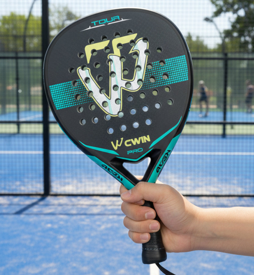 Raquette de padel CWIN pour professionnel - Poignée en fibre de carbone offrant une prise confortable et sûre